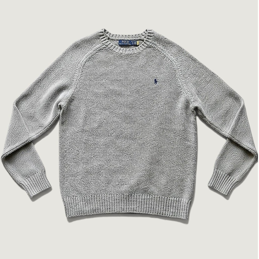 Polo Ralph Lauren Grey Wool Blend Textured Moss Stitch Crewneck Sweater Mens XL
